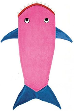 iropro Soft Fleece Shark Tail Blanket for Kids Four Seasons Air Conditioner Warm Sofa Bed Sleeping Bag Pink and Blue Color 140 x56cm