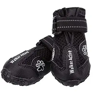 Trixie: - Walker Active Protective Boots for Dogs | Made with Breathable Mesh Material, Protects from Cold Stony or Hot Ground | Used for Pets with Wounds and inflamed Joints - Black, XS-S 2 pcs