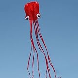 Semoss 4M Grande Pulpo Cometa Parafoil Foil Octopus Kite Portatil Sport Cometa con Cable - Rojo