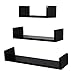 Songmics LWS66B Set of 3 Floating Shelves with Retro Design Display Shelf Black 23.6/17.8/11.8 inch