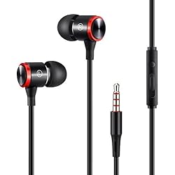 Auriculares con Micrófono, AomTro 3.5mm Jack Auricular In-Ear HiFi Cascos, Control de Volumen, Cancelación Ruido Headphones para Móvil PC Apto iPhone y Android Huawei Xiaomi Bq Aquaris Móviles PS4