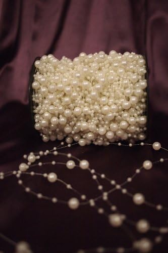 8mm &amp; 3mm Pearl String Bead Garland Wedding Decoration 5m in length (White)