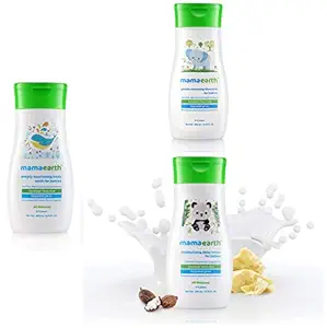 Mamaearth Gentle Cleansing Shampoo for Babies (200 ml, 0-5 Yrs) & Deeply Nourishing wash for Babies (200 ml, 0-5 Yrs) & Daily Moisturizing Lotion, 200ml Combo