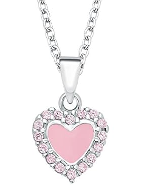 Prinzessin Lillifee Kinder-Kette mit Anhänger Herz 925 Silber rhodiniert Zirkonia rosa