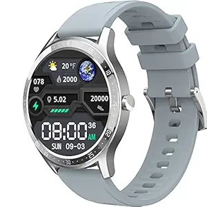 Fire-Boltt 360 SpO2 Full Touch Large Display Round Smartwatch with in-Built Games, 8 Days Battery Life, IP67 Water Resistant with Blood Oxygen & Heart Rate Monitoring, Grey, M (Model Number: BSW003)