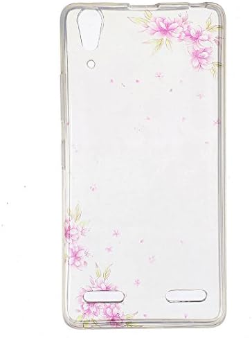 Lenovo A6000/Lenovo K3 Case, Wanxideng Soft Silicone Cover - Transparent Crystal Shell - Pink Flower