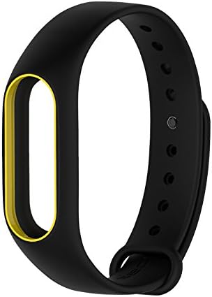 Yincol Smart Mi band 2 Replacement Bracelet Wrist Strap + Screen Protective Film Sets for Xiaomi Mi Band 2 Smartband Fitness Activity Tracker (Black-Yellow)