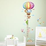 Decowall DM-1606 Tier-Heissluftballon Höhentabelle Wandsticker Wandaufkleber Wandtattoo Kinderzimmer - 4