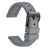 WOCCI Silikon Gummi Uhrenarmband 22mm mit Schwarzer Schnalle, Wählen Sie Farbe & Breite Ersatz Armband (Grau)