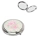 Sophia Silverplated Oval Compact Mirror Pink Butterfly and Flowers