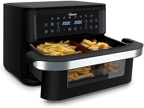 Tristar Friggitrice ad Aria Dualzone Flex, 10 L, 2800 W, 8 Programmi, Display Digitale, Cottura Senza Olio, Spegnimento Automatico, Rivestimento Antiaderente, Lavabile, FR-9432