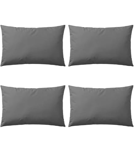 2 Cuscini Da Esterno 60x40 Cm Grigi A Righe - Impermeabili E UV Resistenti Per Giardino, Divani, Sedie