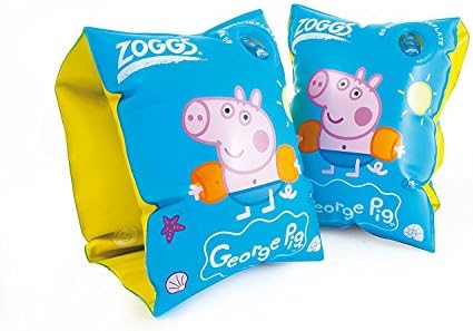 George Pig Zoggs Inflatable Arm Bands Swim Aid - Blue/Yellow, 2-6 Years Heavy duty Vylux Easy Inflate Non-Return Safety Valves Flat contoured underarm gusset for comfort Design