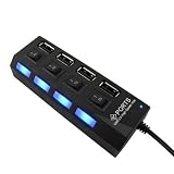 Fidelis (Multi Color) 4 Port USB 2.0 Hub With Independent or Individual Switches and LED lights RS.249 (72.00% Off) - Amazon