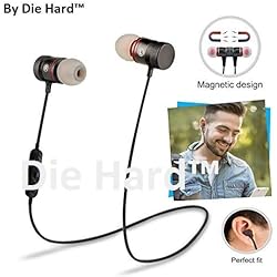 Die Hard(TM), Magnetic Sports Bluetooth Headphone Attractive with Noise Isolation | Integrated Neckband | Thunder Beats Stereo Sound and Hands-free Mic and Controlling Buttons with Magnetic Earbuds Bluetooth Headphones Earphones Wireless Sport Stereo Extra Bass Headsets Handsfree with Microphone for Android, Apple Devices, Xiaomi Mi, iPhone, Phillips, JBL, Vivo, Bose, Boat Rockerz, One Plus, Motorola, Mivi, QCY, Samsung, LG Tone mobile devices (Color May Vary)