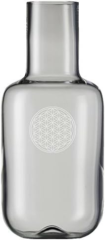Full Energetisierende Style Designer Water Carafe Glass 0.75 L with Life Elexier Flower of Life Flower gives Drip Gemstone Water Free Dishwasher Water Gem A Refreshing Drink in the summer water Reviving