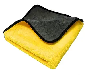 Autofit Dual Sided, 650 GSM Microfiber Lint-Free Car Cleaning and Detailing Cloth Towels (Multicolor, 40cm x 40cm) - 2 Pieces (40 x 40, Grey-Yellow-Green)