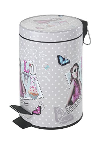 WENKO 21394100 Kosmetik Treteimer Jessie Jess, Fassungsvermögen 3 L, Metall, 17 x 25 x 17 cm, Mehrfarbig
