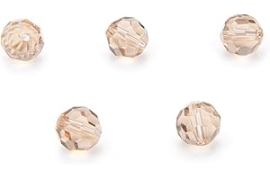 50 Stück Adabele österreichische 8 mm facettierte lose runde Kristallperlen Silber Champagner kompatibel mit 5000 Swarovski-Kristallen Preciosa SS2R-829