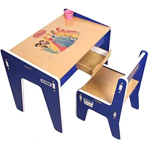 Novel India Kid's Laminated Finish MDF Board Desk and Chair Set with Storage for 3-10 Years old (Blue)