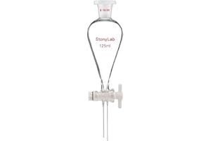 stonylab Imbuto Separatore Conico in Vetro Borosilicato Pesante con Giunti 19/26 e Rubinetto di Chiusura in PTFE Conical Separatory Funnel, 1250 ml