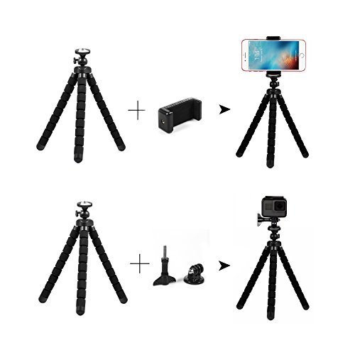 Kupton Treppiede Stile Polipo Portatile e Regolabile Treppiedi Flessibile per Sostegno con Clip per GoPro, Fotocamera, iPhone e Smartphone Android