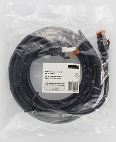mumbi 5m Cat.6 Ethernet Lan Netzwerkkabel – Cat.6 FTP (RJ-45) 5 Meter Kabel in schwarz - 6