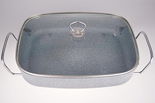 Neudorf Elektronik Manufaktur XXL Partypfanne Bratfläche Aluminium-Guss Pfanne (!!!Unibody!!! – kein aufgesetztes Blech – siehe Vergleichsbild) ca. 5mm stark/ Elektrische Pizzapfanne Elektropfanne Bratpfanne/ Antihaft-beschichtung/ 1500 Watt (100-240 °C)/ Maße: 40x30cm - 3