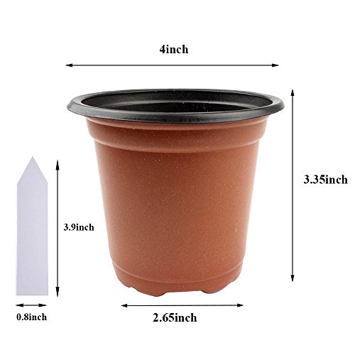 Whonline 50 Stück Plastik Blumentopf Pflanzgefäß und 50 Stück Weiße Etiketten - 2