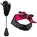 Produktbild Federpeitsche Federkitzler Erotik Leder Paddel Flogger Peitsche mit spielsatin Augenmaske Augenbinde BDSM Fetisch Bondage Sex Spielzeug für paare, schwarz (Straußenfeder + Rot)