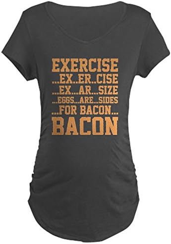 CafePress - Exercise Bacon Maternity Dark T-Shirt - Cotton Maternity T-shirt, Cute &amp; Funny Pregnancy Tee