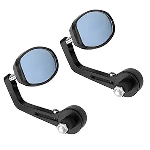 R.J.VON Rear View Side Mirror Handle Bar Oval Black for Royal Enfield Bullet Classic 350