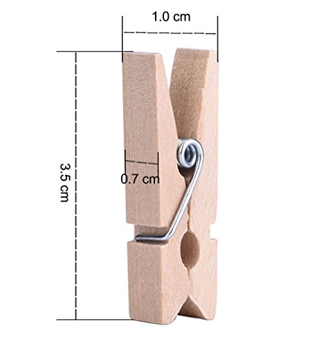CAOLATOR Kleiner Holzclip Postkarte Fotopapier Holzklammern Dekoklammern mit 100M Jute Twine (50 Stücke) - 4
