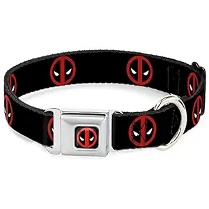 Buckle-Down DC-WDP007-L DPA Dead Pool Logo Black/Red/White Dog Collar, Large/15-26