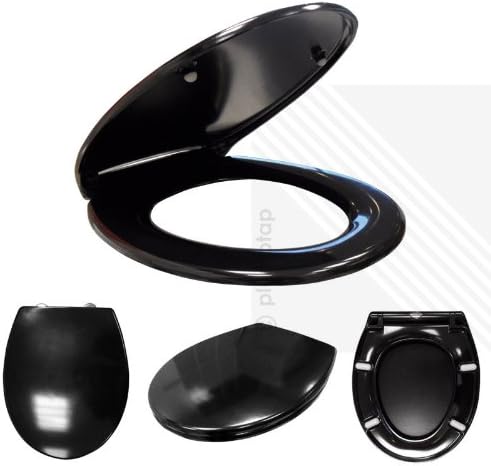 Hotel Quality Black Oval Shaped Soft Close Toilet Seat with 5 Year Guarantee