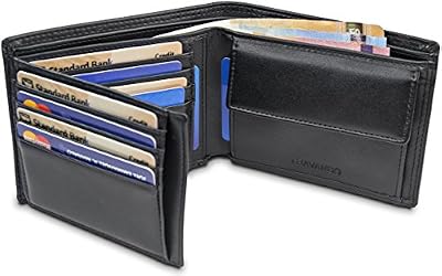 TRAVANDO ® Portefeuille Homme „OSLO“ avec Blocage RFID | Porte Monnaie Noir Classique, Porte-cartes Format Portrait | Rangement Pièces, Carte de Crédit Billets CB Cadeau