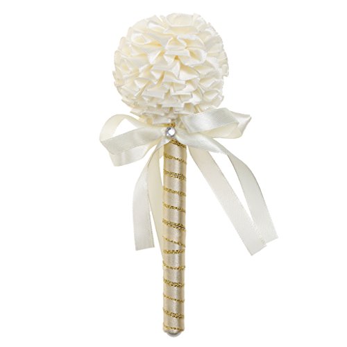 Signierstift Hochzeit Gast Stift – Stoff Blumenkopf – für Hochzeit Gästebuch – Beige , One Size - 2