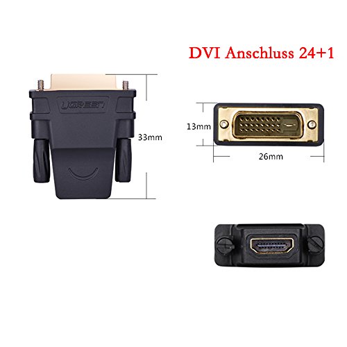 RotSale® DVI auf HDMI Adapter HDMI Buchse auf DVI Stecker (24+1) Konverter Vergoldete Kontakte - 2