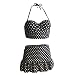 Tailloday Retro Vintage High Waisted 2 Pieces Bikini Swimwear Swimsuits Small Black