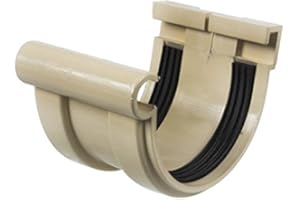 First Plast - Gouttière PVC 16 demi-ronde - Jonction longue à joint montés PVC 16 demi-ronde - sable