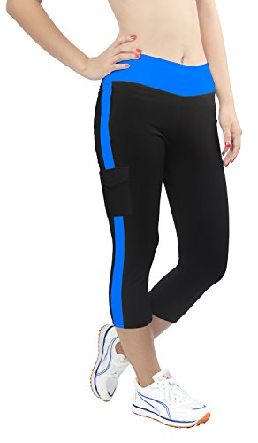 iLoveSIA® Damen Caprihosen zweifarbig Sport leggings Capri Tights - 6