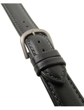 Ersatzband Uhrenarmband Kalbsleder Grau Titanschließe 20609T, Stegbreite:20mm