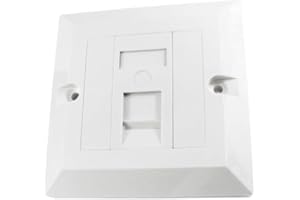 DRUT RJ45 Socket Ethernet Cat5e Wall Plate Socket Faceplate Compatible with CAT6/CAT5E/CAT7/CAT8 Network Cable, Keystone Jack Modular, UK Spec. (1 Port, White)