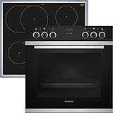 Induktion Siemens iQ300 Einbau-Elektro-Backofen mit Induktionskochfeld Kombination EQ211WA00 / Edelstahl / Schnellaufheizung / 3D Heißluft plus / Halogenbeleuchtung / powerBoost