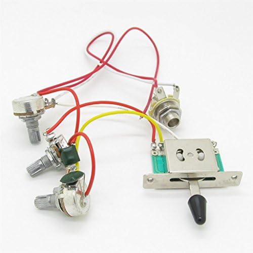 Wiring Harness Prewired 3x 500k Pots 1 Volume 2 Tone Control Knobs 5 Way Switch for Strat Guitar