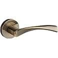 Designer Levers - Marvel Lever on Rose Door Handle - Contemporary Design - Antique Brass - 1 Pair - Fixings Included - Interior Use