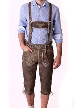 Almsach Lederhose Willi Kniebund, Gr. 26-52, Messertasche, Brotzeitfalte, Stickerei