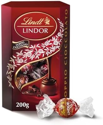 Lindt Lindor Doppio Cioccolato Praline di Cioccolato al Latte con Ripieno Fondente 16 Cioccolatini, Confezione da 200g