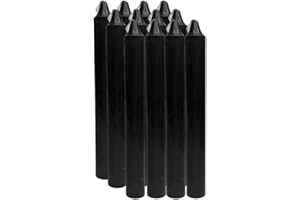 ARTIC NORTH COMPANY Vela De Mesa Cilíndricas Con Variedad De Colores, 100% Parafina, Con Mecha De Algodón, Sin Perfume, 17cm Alto, 2cm De Diámetro (12 Velas, Negra)