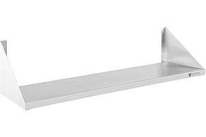 Royal Catering Étagère Murale Rangement Cuisine RCTR-90 (incl. matériel de fixation, surface de rangement pratique, 30 x 90 cm, Inox)